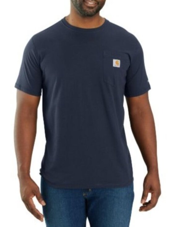 Carhartt Force Relaxed Fit Tshirt Mens Large Blue Pocket - Picture 1 of 9